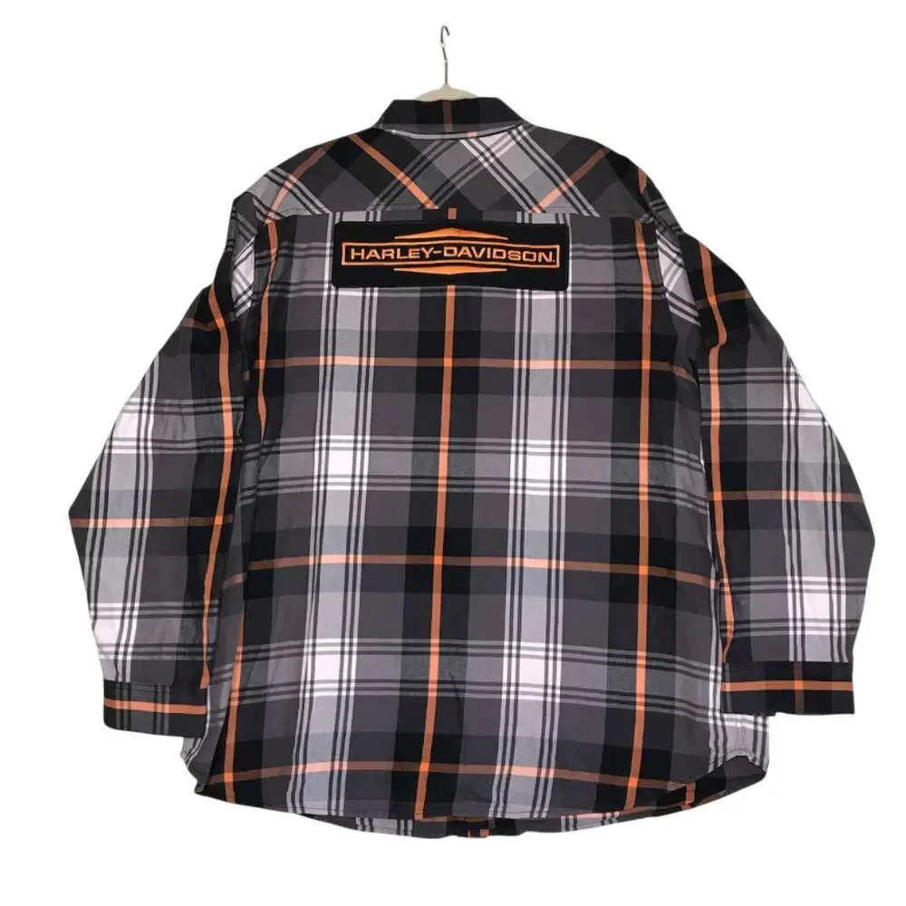 HARLEY-DAVIDSON Stacked Bar & Shield Long Sleeve Plaid Shirt 3XL Moto Biker NWOT